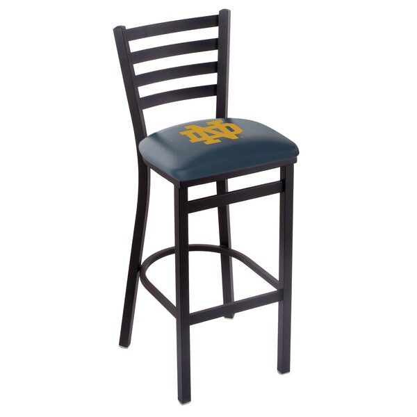 25" Blk Wrinkle Notre Dame (ND) Stationary Counter Stool, Ladder Back